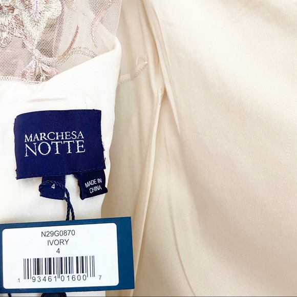 SOLD Marchesa Notte Embroidered Sequin Dress Ivory - Picture 12 of 12